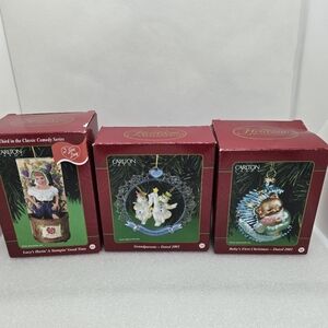 Carlton Cards Vintage Christmas 2001 Ornaments - Lot of 3